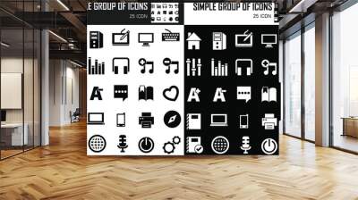 a set of simple icons in 2 styles filled and stroke in 2  colors black and white, for websites apps flyers banners and more Wall mural