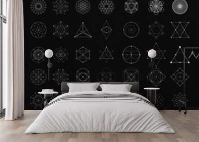 Sacred Geometry Mega Bundle. 72 Elements. Vector Illustration Wall mural