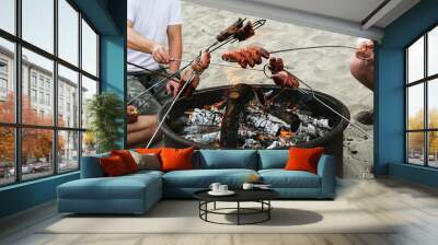 Barbeque on the beach Wall mural