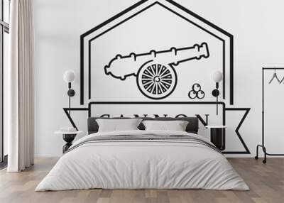 creative cannon, cannon ball, and artillery vintage logo with slogan template Wall mural