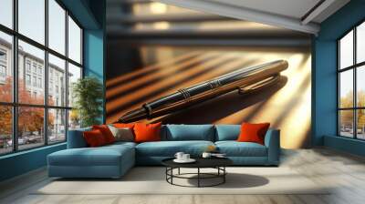 silver attorney pen on an office desk Wall mural