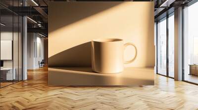 white coffee mug placed against a neutral background Wall mural