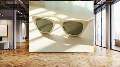 white sunglasses on a neutral surface Wall mural