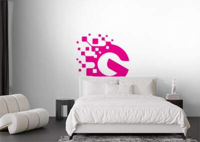 G initial digital logo Wall mural