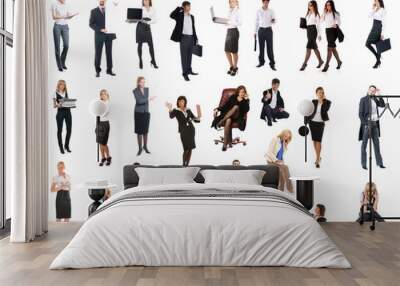 a set of young business people on a white background Wall mural