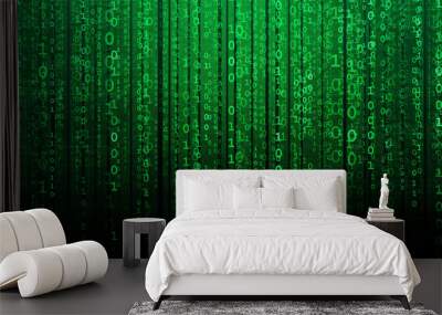 Abstract digital background with binary code. Hackers, darknet, virtual reality and science fiction. Wall mural