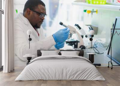 african-american medical doctor working in research lab. science assistant making pharmaceutical exp Wall mural