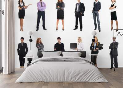 Set of business people isolated on white Wall mural