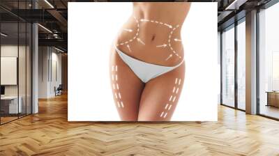 sexy belly over white background Wall mural