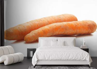 Two fresh and tasty carrots on a white background Wall mural