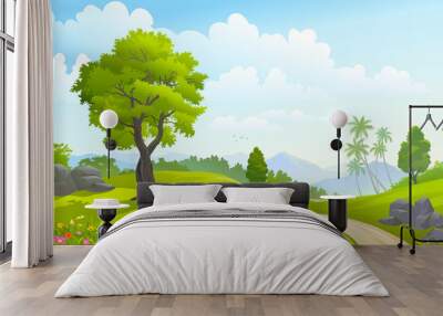 Green forest in spring time Wall mural