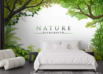 Nature template to write text matter. Plants, leaves, trees and forest Wall mural