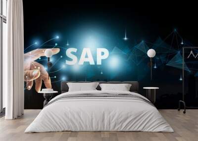 SAP Business process automation software. Technology future sci-fi concept SAP. Artificial intelligence. Wall mural