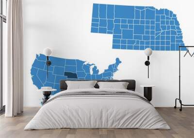 Map of Nebraska state Wall mural