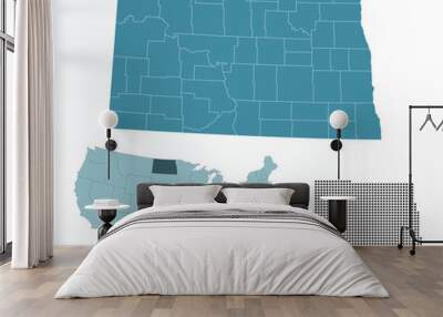 Set maps of North Dakota state Wall mural