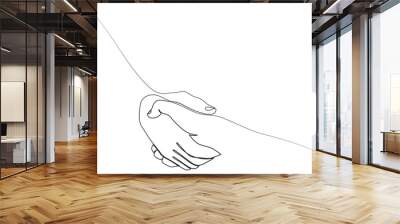 Continuous line drawing Helping hand concept. Gesture, sign of help and hope. Handshake vector illustration. Wall mural