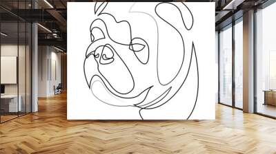 English Bulldog vector Dog portrait. Continuous line. Dog line drawing Wall mural