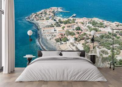 Aerial view on Goree Island in Dakar Senegal, slavery island by drone Wall mural