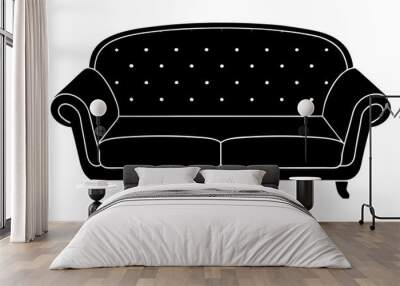  Silhouette Scandinavian sofa black color only, 2 seater sofa icon illustration Wall mural