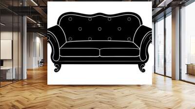  Silhouette Scandinavian sofa black color only, 2 seater sofa icon illustration Wall mural