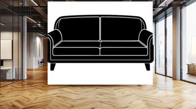  Silhouette Scandinavian sofa black color only, 2 seater sofa icon illustration Wall mural