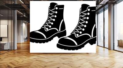 2 combat boot silhouette vector icon Wall mural