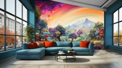 A Colorful Fairy Tale Landscape Wall mural