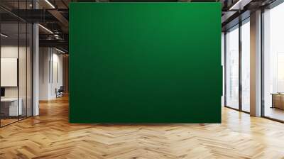 Abstract green backdrop with smooth light transition and copy space. Dark green gradient background banner with empty space. Wall mural