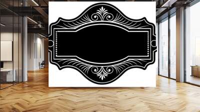 black wooden  with intricate engraving  silhouette Wall mural