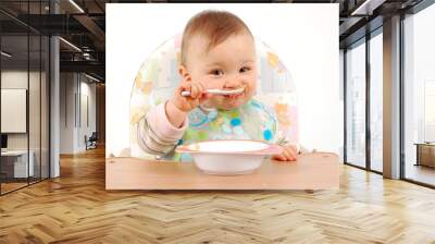 eating baby girl Wall mural