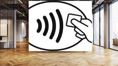 Contact less credit card logo. NFC wireless payments. Wall mural