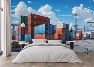 container cargo freight ship Wall mural