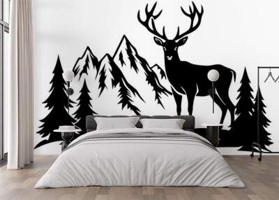 dear animal mountain  silhouette vector illustration Wall mural