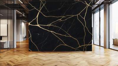 Elegant black marble texture with subtle gold veins - refined background for high-end designs Wall mural