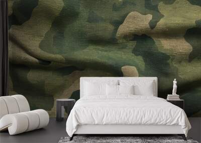 Green military camouflage pattern background with textile texture for combat gear Wall mural