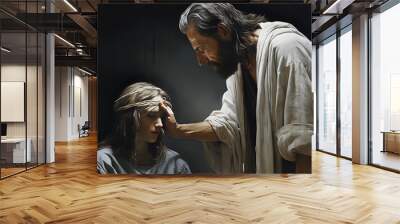 Jesus heals blind woman Wall mural