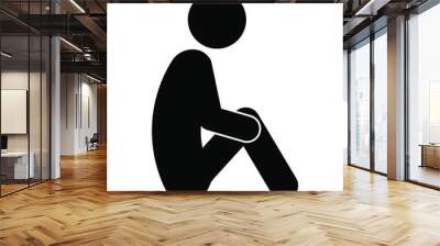 Man sitting on the ground icon. Vector illustration isolated on white background. Wall mural