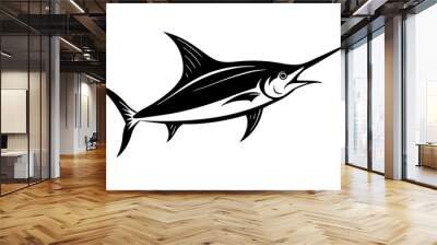 Marlin sea fish silhouette vector illustration Wall mural