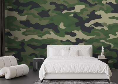 Military camouflage seamless pattern background. Army camo texture for seamless wallpaper. Wall mural