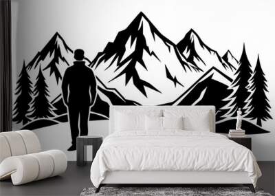 mountain  and man silhouette  vector illustration Wall mural