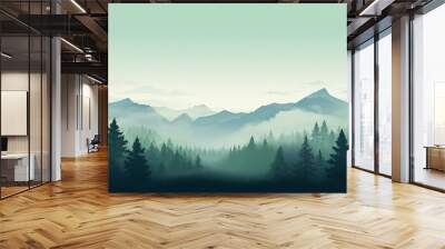 Pastel Green Mountain Landscape Background Wall mural