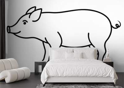 pig vector icon silhouette white background Wall mural