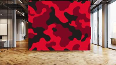 Red military camouflage seamless pattern background banner. Camouflage pattern background. Vector illustration. Wall mural