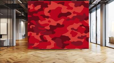 Red military camouflage seamless pattern background. Vector illustration. Wall mural