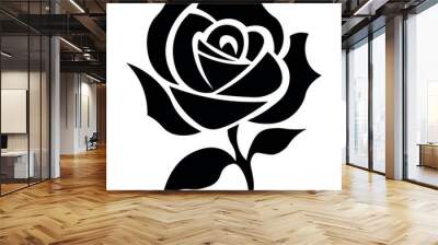 Rose black vector icon on white background Wall mural