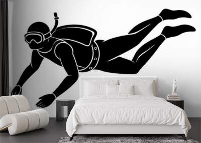 scuba diving  silhouette vector illustration Wall mural