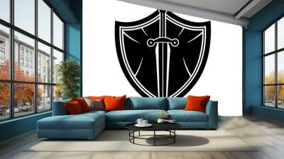 shield and sword silhouette vector illustration Wall mural