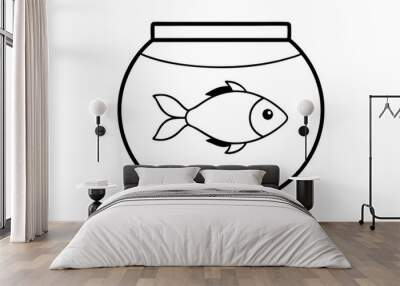 small fish in aquarium  silhouette vector illustration Wall mural