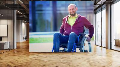 happy man on wheelchair Wall mural