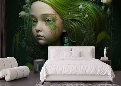 Young Girl Infused with Elements of Nature Wall mural